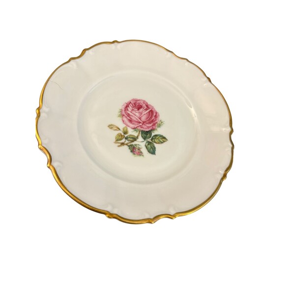Set of 4 Hutschenreuther Selb Bavaria Pasco Plates – 6” Pink Rose & Gold Trim - Picture 3 of 5